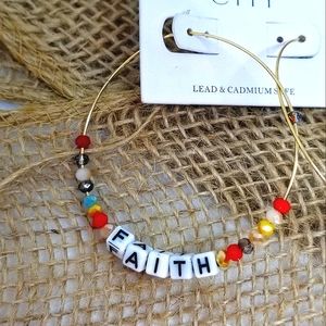 "Faith" beaded hoop earrings
